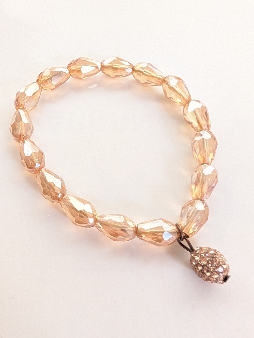 Vintage Glass Beaded Sparkly Faceted Rhinestone Retro Glam Stretch Bracelet